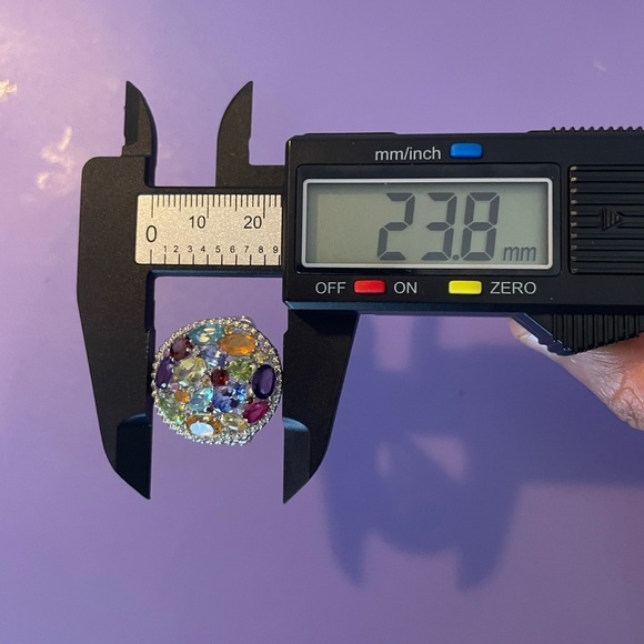 Sterling Silver Multi Gemstones Ring Cocktail Ring Size 10 - Picture 7 of 9